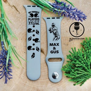Football Engraved Apple Watch Band: Personalized Sports Bracelet