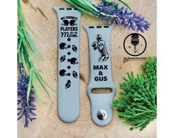 Custom Engraved Football Mom Apple Watch Band – Personalized Sport Silicone Gift