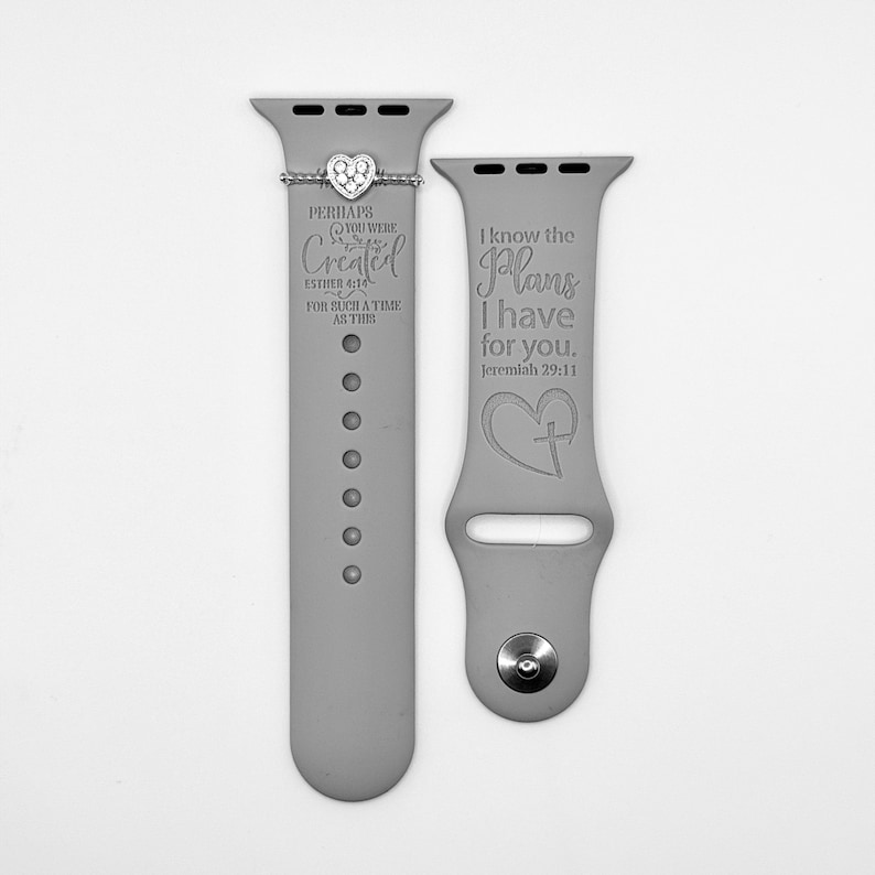 Christian Apple Watch Band Bible Verse Engraved Faith Silicone Band Gift image 1