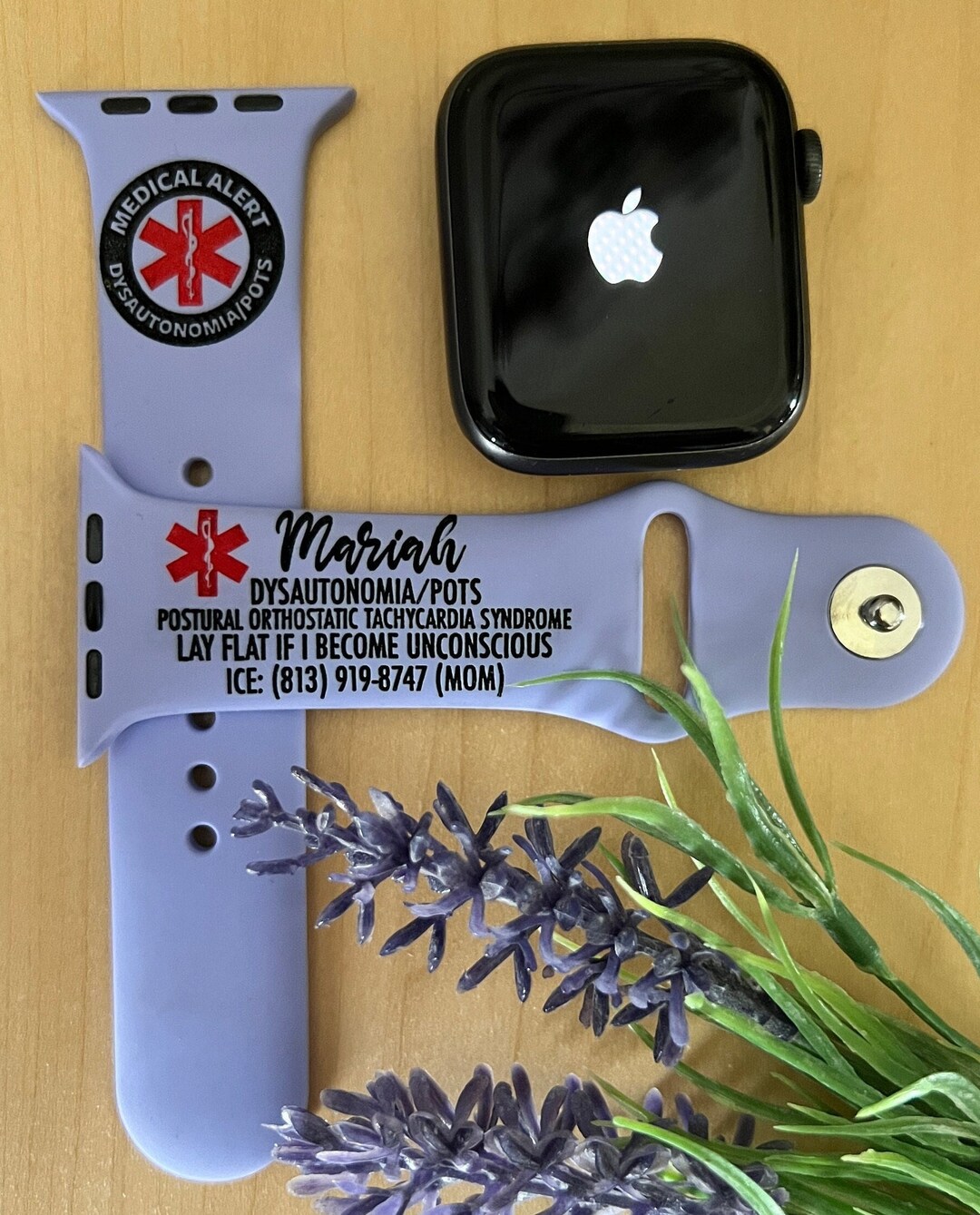 Epilepsy Medical Alert Laser Engraved Apple Watch Band