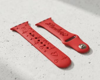 Apple Watch Band, Engraved Silicone with Custom Name