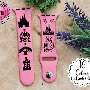 Disney Parks Engraved Apple Watch Band | 38mm 40mm 41mm 42mm 44mm 45mm | 16 Colors | Personalized Apple Watch Strap | Custom Watch Bracelet