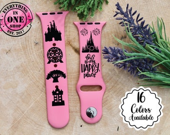 Disney Parks Engraved Apple Watch Band | 38mm 40mm 41mm 42mm 44mm 45mm | 16 Colors | Personalized Apple Watch Strap | Custom Watch Bracelet