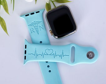 Bracelet Apple Watch médical gravé, bracelet de montre personnalisé pour infirmière autorisée, bracelet Apple Watch, bracelet Apple Watch pour femmes, bracelet de montre