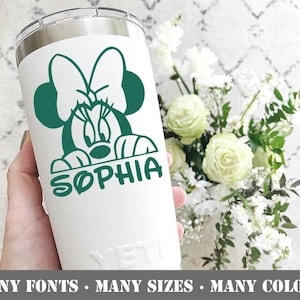 Minnie Mouse Decal - Name Decal - Vinyl Minnie Decal For Yeti Cup - Yeti Monogram - Name for Yeti Cup - Minnie Sticker with name