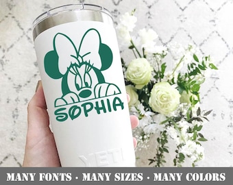 Minnie Mouse Decal - Name Decal - Vinyl Minnie Decal For Yeti Cup - Yeti Monogram - Name for Yeti Cup - Minnie Sticker with name