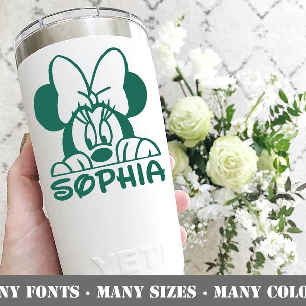 Minnie Mouse Decal - Name Decal - Vinyl Minnie Decal For Yeti Cup - Yeti Monogram - Name for Yeti Cup - Minnie Sticker with name