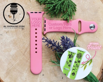 Custom Engraved Apple Watch Band, Silicone, Personalized Name Or Logo