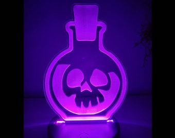 Skull Potion bottle color changing led blade lamp