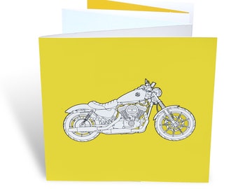 Lime Harley Davidson Greetings Card - Blank + Recycled envelope (Large)