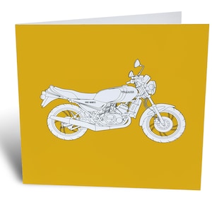 Biglietto di auguri per moto Retrò arancione RD350 Yamaha - Vuoto + Busta riciclata (grande)