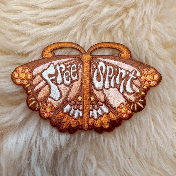 Free Spirit Butterfly Patch - Embroidered Iron On Patches for Jackets - Floral Butterfly Embroidery - Cute DIY Gifts - Kindness is Magic