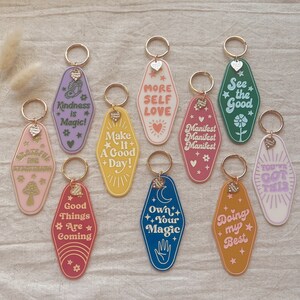 Motel Keychain - Positive Affirmation Optimism Gift - Kindness is Magic Good Things Own Your Magic See the Good Self Love Grateful Manifest