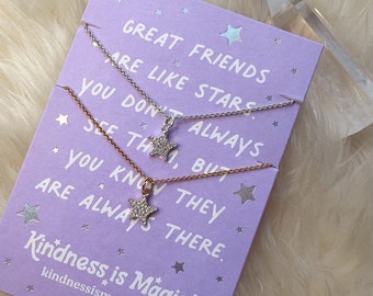 Friends are Like Stars Necklace - Gold Silver Jewelry - Star Charm Necklace - Friendship Gift for Friends Cute Gift - Matching Necklaces -