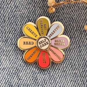 Self Care Spinner Enamel Pin - Inspirational Quote Motivational Pins - Cute Gifts - Kindness is Magic