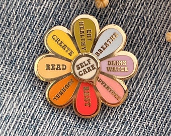 Self Care Spinner Enamel Pin - Inspirational Quote Motivational Pins - Cute Gifts - Kindness is Magic