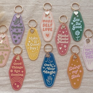 Motel Keychain Positive Affirmation Optimism Gift Kindness is Magic Good Things Own Your Magic See the Good Self Love Grateful Manifest image 4