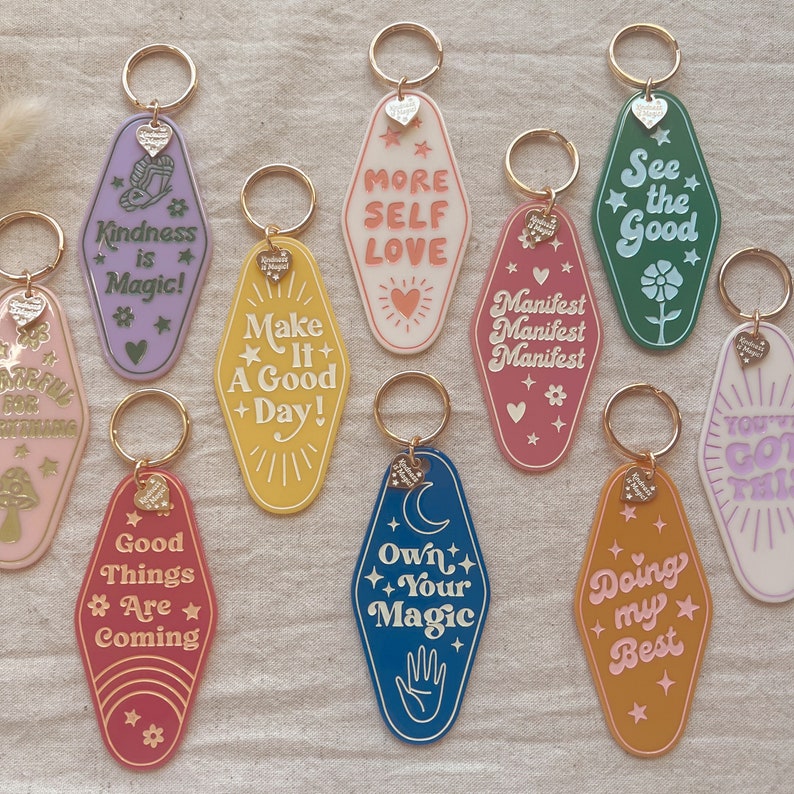 Motel Keychain Positive Affirmation Optimism Gift Kindness is Magic Good Things Own Your Magic See the Good Self Love Grateful Manifest image 4