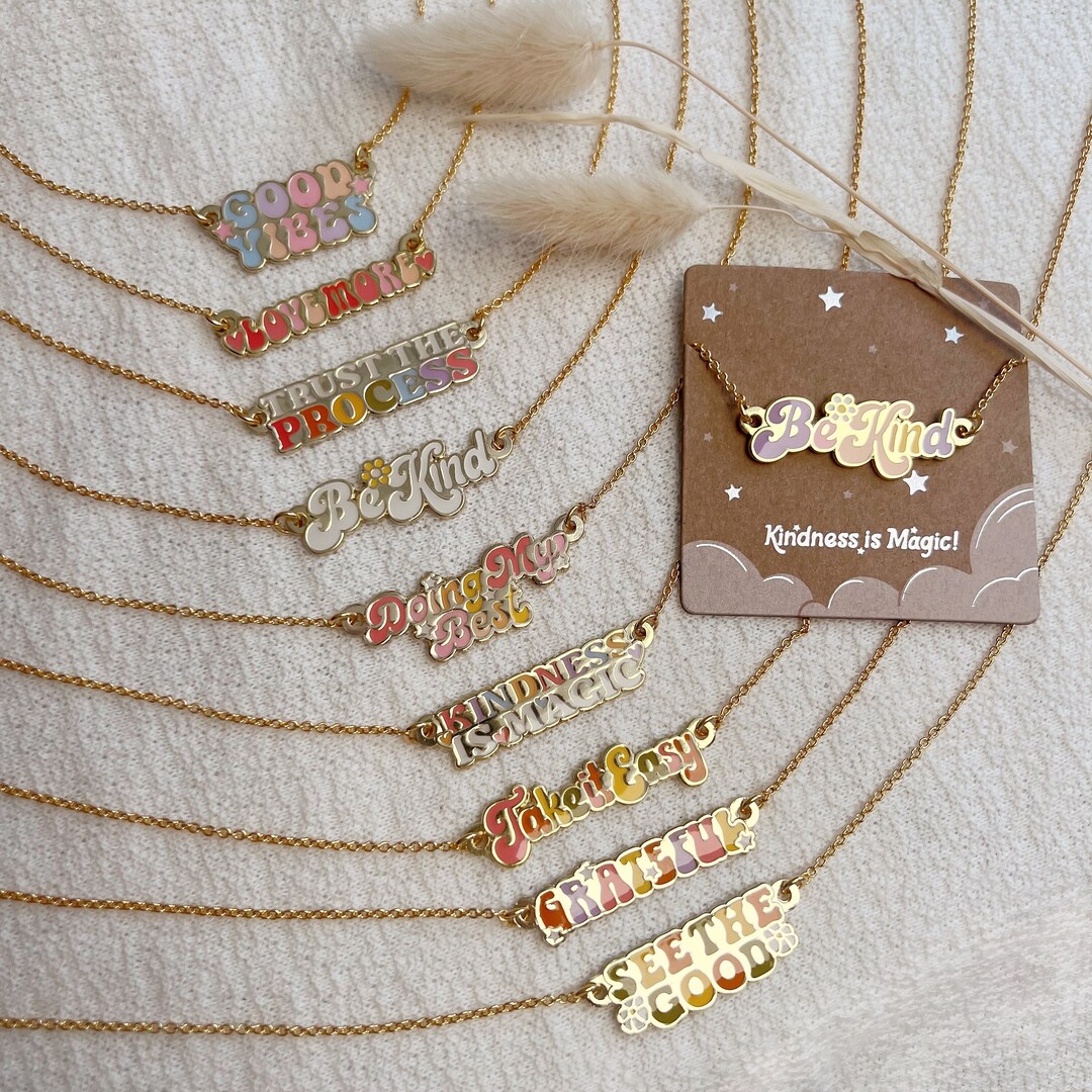 Nameplate Necklace Nameplate Gold Jewelry Positive Affirmations