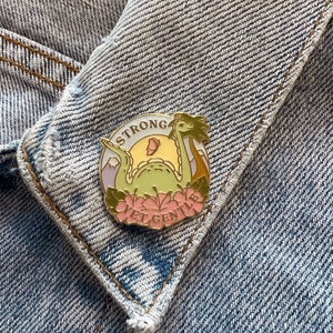 Strong Yet Gentle Dinosaur Enamel Pin - Dinosaur Pins - Dino Hard Enamel Pins - Inspirational Quote Pin - Cute Gifts - Motivational