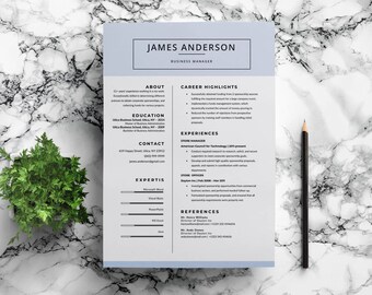 elegant resume minimal resume clean resume ms word etsy