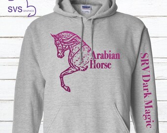 Arabian Horse Hunter Blue Ribbon Custom Unisex Hoodie or Crewneck Sweatshirt, Gift For Women