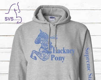 Hackney Pony Blue Ribbon Driving Custom Unisex Hoodie or Crewneck Sweatshirt, Gift For Women