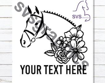 Hunter Jumper Horse Floral Vinyl Decal, Custom Car, Truck, Trailer