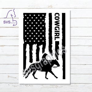 Cowgirl U.S.A Flag Car, Truck, Horse Trailer, Tack Trunk, Laptop Vinyl Decal