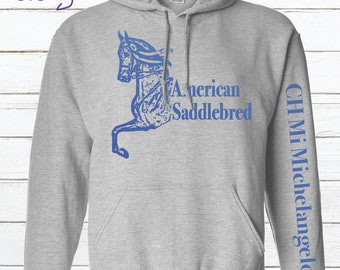 American Saddlebred Hunter Blue Ribbon Custom Unisex Hoodie or Crewneck Sweatshirt , Gift For Women