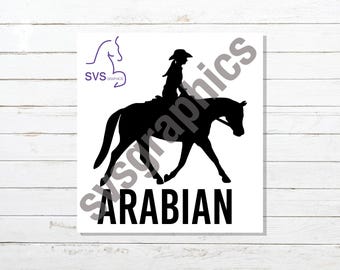 Arabian Ranch/Trail Horse Custom Car, Truck, Horse Trailer, Tack Trunk, Laptop Vinyl Decal