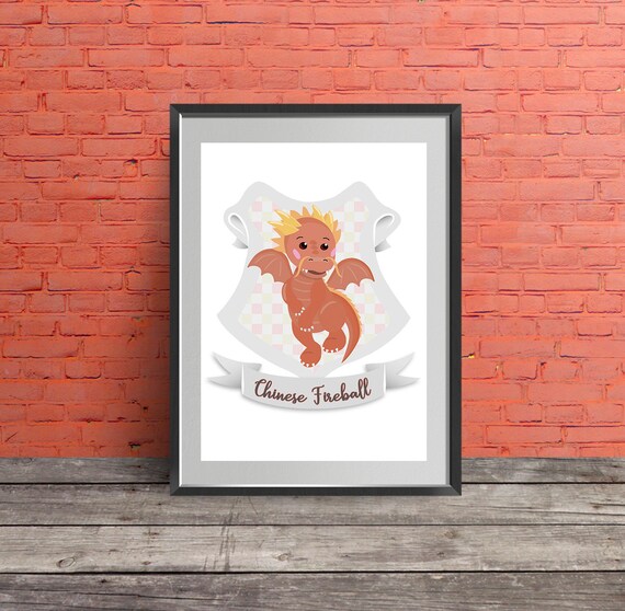 Cute Chinese Fireball Dragon Sigil Harry Potter Inspired Etsy