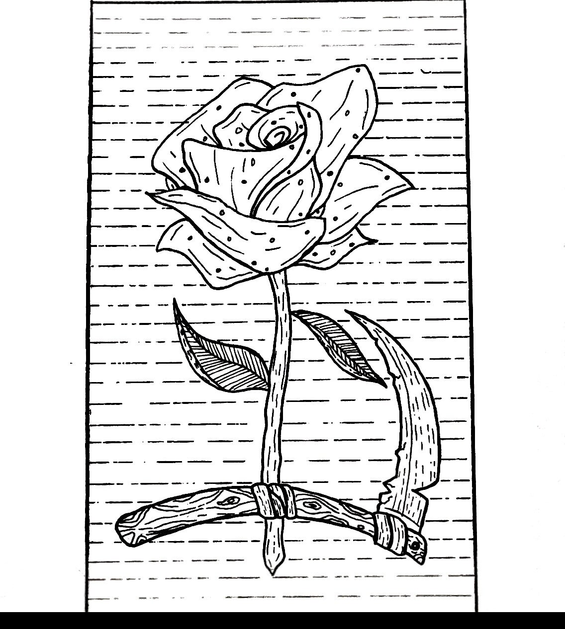 Rose Drawing With Scythe Etsy Australia