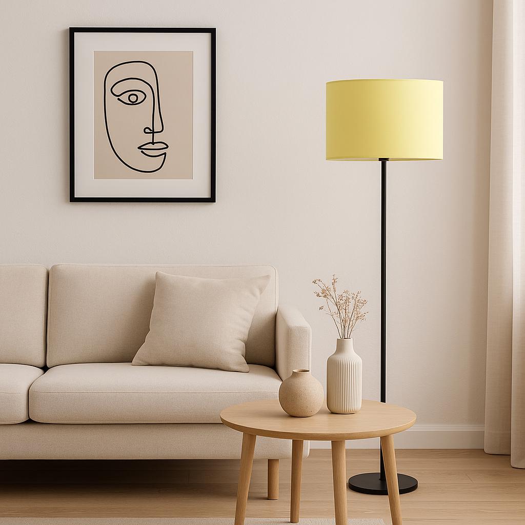 Hand Made Lemon Cream Cotton Drum Lampshade
