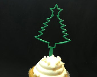 Classic Christmas Tree Cupcake Topper - 3D Printed Plastic