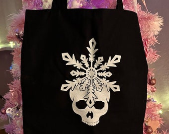 Dead Snowflake Cloth Bag Black White