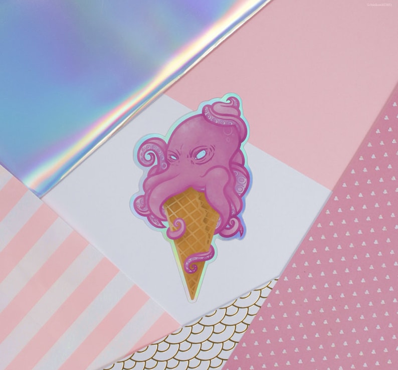 Octo IceCream Pink Holo Sticker OctoCandy image 1