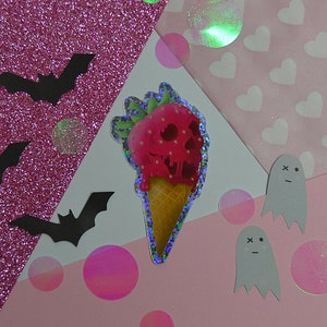 Dead Strawberry IceCream Glitter Sticker