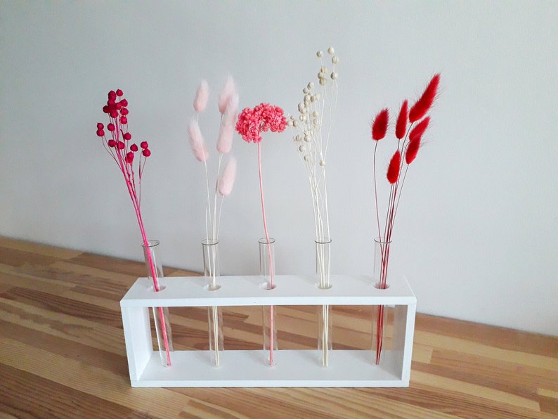 Dried Flowers In Wooden And Glass Vase Floral Arrangement Lake Etsy