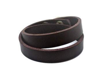 Wrap bracelet personalized for women and men in leather Handmade Lovelyshop cognac brown black