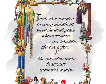 Vintage Nursery Rhymes Print: Garden Quote, Playroom Decor (Digital Download)