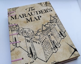 Wizarding Marauder's Map, Handmade Coptic SketchBook A6