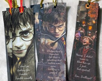 Wizardly Bookmarks with Harry Potter Character Quotes - Handmade Bookmarks - Literary Gifts