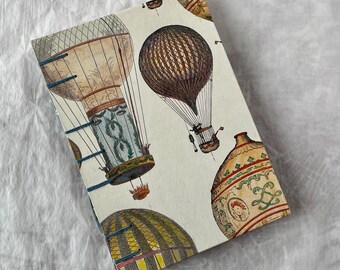 Vintage Hot Air Balloon Sketchbook or Journal, Hand-bound Coptic Travel Book