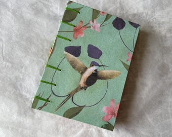 One-of-a-Kind Hummingbird Illustration Sketchbook - Hand-Bound with Exposed Spine