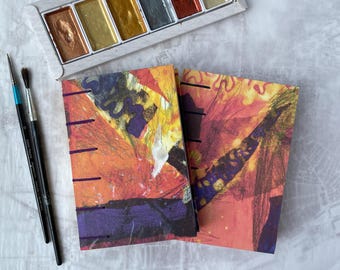 Yellow Abstract Handmade Sketchbook | Coptic Bound Journal