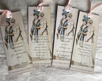Jane Austen Quotes Bookmarks | Restoration Ladies Literary Bookmarks | Novel Lover Gift