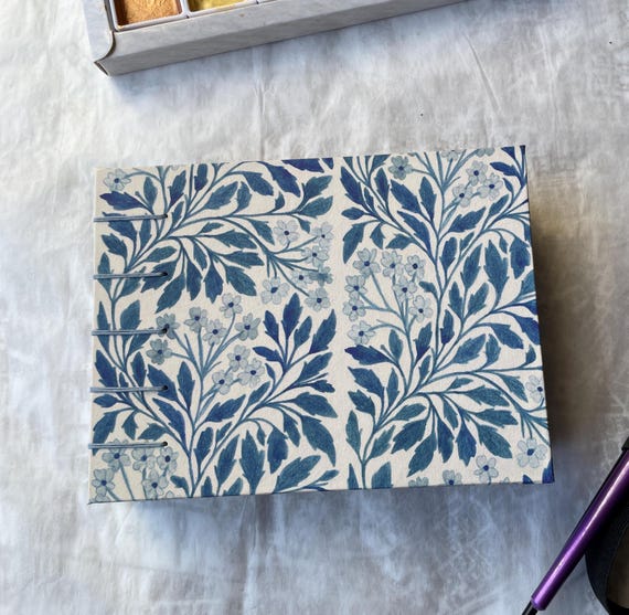 Watercolour Sketchbook with 300gsm Cotton-Mix Paper - Blue Floral Cover