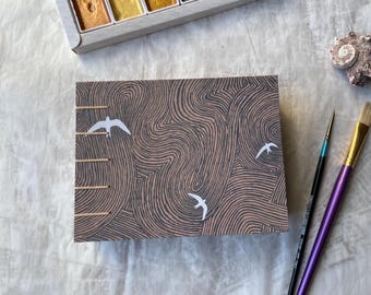 Watercolour Sketchbook with 300gsm Cotton-Mix Paper - Floral or Bird Themed Cover