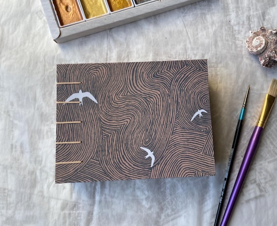 Watercolour Sketchbook with 300gsm Cotton-Mix Paper - Floral or Bird Themed Cover